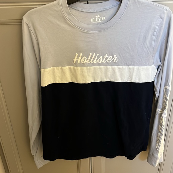 Hollister Colorblock Long Sleeve Shirt - Blue, White, Black - Picture 3 of 7